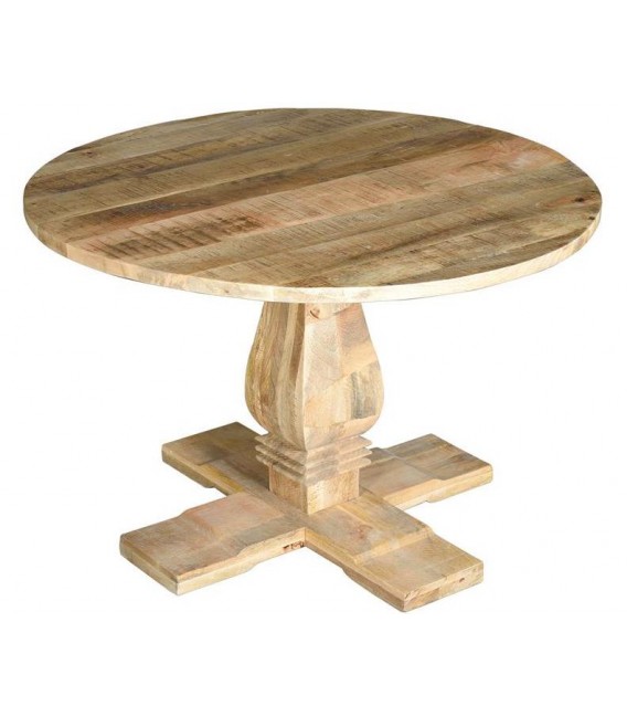 MESA DE COMEDOR 1REDONDA GRANDE MADERA MANGO TALLADA NATURAL