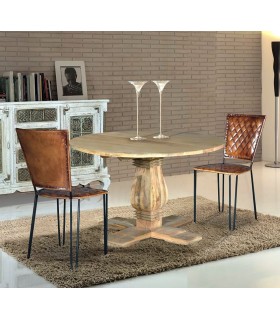 MESA DE COMEDOR 1REDONDA GRANDE MADERA MANGO TALLADA NATURAL