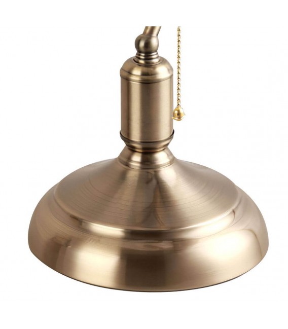 LAMPARA SOBREMESA BANQUERO METAL ORO VIEJO CRISTAL BLANCO