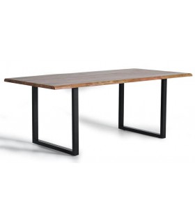 MESA DE COMEDOR MADERA ACACIA METAL NEGRO MDMHOGAR