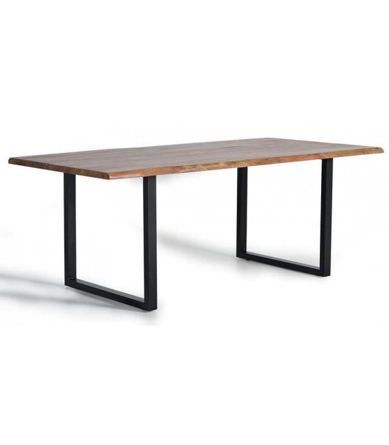MESA DE COMEDOR MADERA ACACIA METAL NEGRO MDMHOGAR