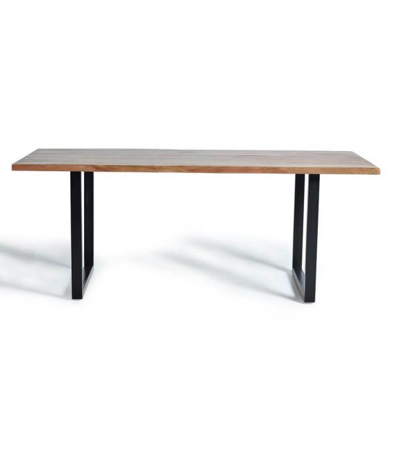 MESA DE COMEDOR MADERA ACACIA METAL NEGRO MDMHOGAR