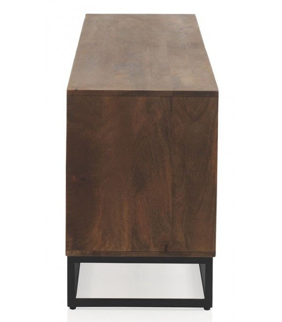 MUEBLE DE TV 170 X 40 X 60 LAGAR MADERA MANGO NOGAL METAL NEGRO