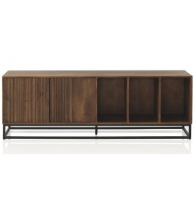 MUEBLE DE TV 170 X 40 X 60 LAGAR MADERA MANGO NOGAL METAL NEGRO
