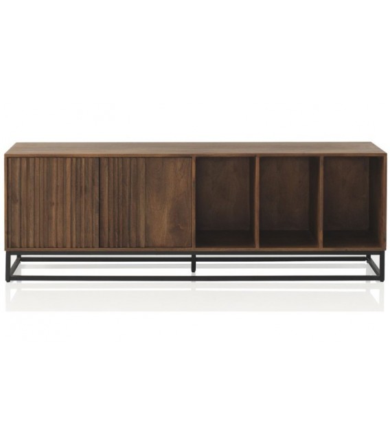MUEBLE DE TV 170 X 40 X 60 LAGAR MADERA MANGO NOGAL METAL NEGRO