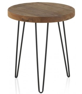 MESITA AUXILIAR MADERA DE OLMO Y METAL MDMHOGAR