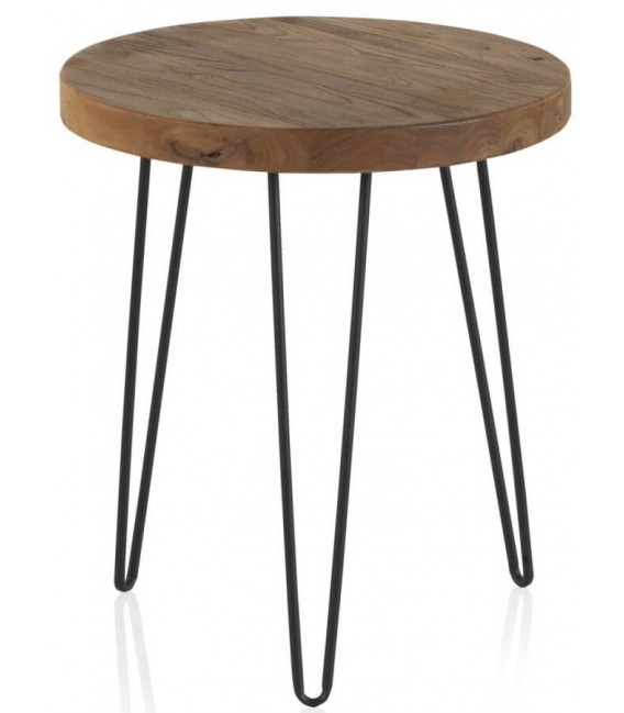 MESITA AUXILIAR MADERA DE OLMO Y METAL MDMHOGAR