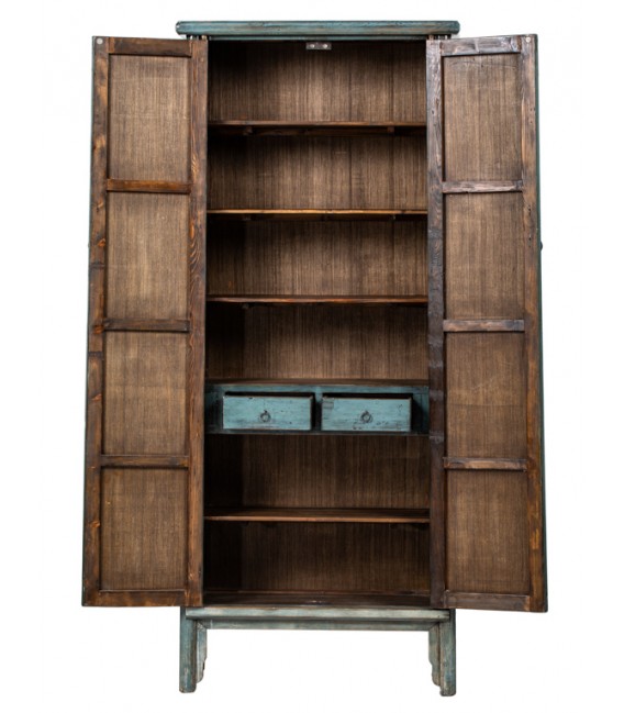 ARMARIO ALACENA ESTILO ORIENTAL MADERA DECAPADA EN VERDE