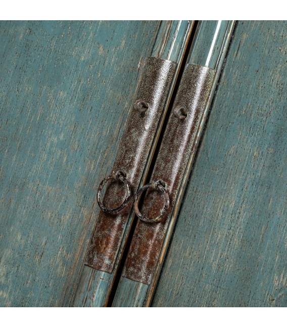ARMARIO ALACENA ESTILO ORIENTAL MADERA DECAPADA EN VERDE