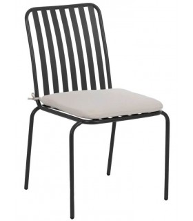 SILLA EXTERIOR 52 X 57 X 87 LELMA METAL ANTRACITA TEXTIL BLANCO