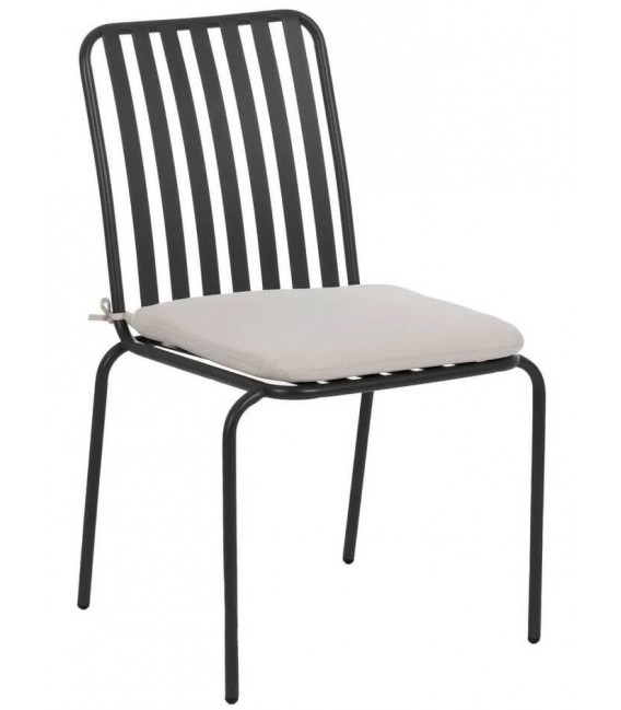 SILLA EXTERIOR 52 X 57 X 87 LELMA METAL ANTRACITA TEXTIL BLANCO