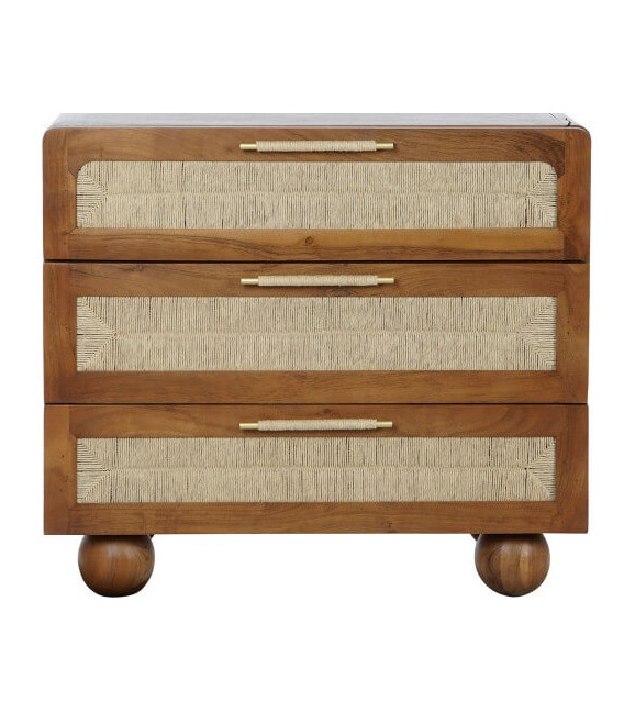 COMODA MADERA DE ACACIA Y RATAN MDMHOGAR