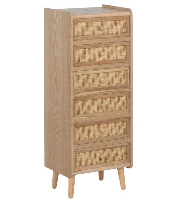 SINFONIER 6 CAJONES MADERA Y RATAN NATURAL