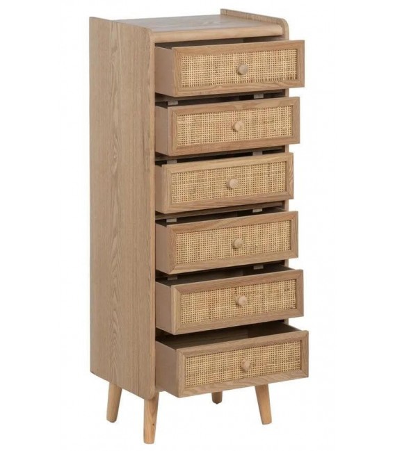 SINFONIER 6 CAJONES MADERA Y RATAN NATURAL