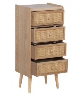 SINFONIER BAJO 4 CAJONES MADERA Y RATAN NATURAL MDMHOGAR