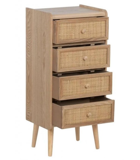 SINFONIER BAJO 4 CAJONES MADERA Y RATAN NATURAL MDMHOGAR
