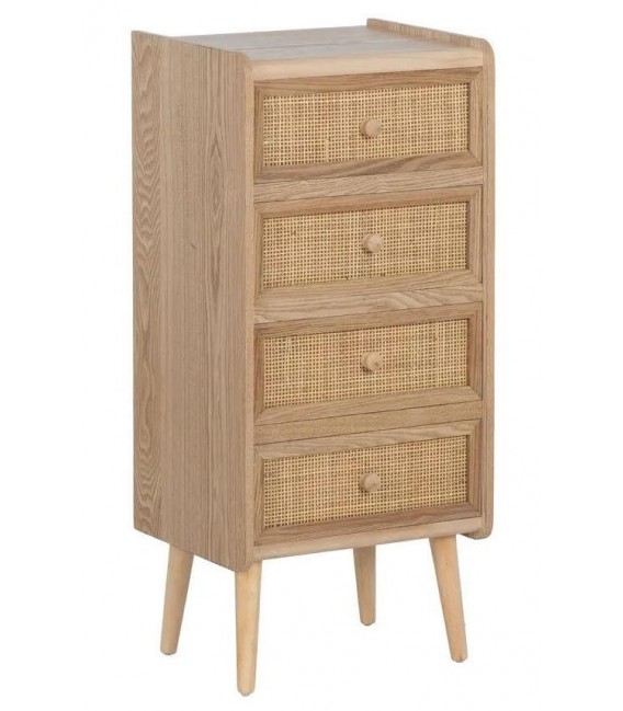 SINFONIER BAJO 4 CAJONES MADERA Y RATAN NATURAL MDMHOGAR