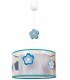 LAMPARA DE TECHO INFANTIL FLOR TEXTIL CELESTE