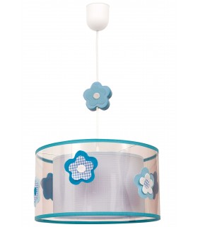 LAMPARA DE TECHO INFANTIL FLOR TEXTIL CELESTE