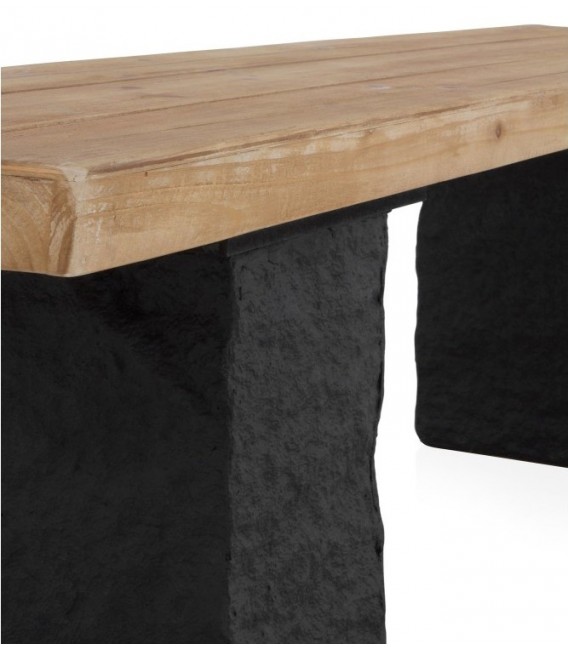 BANCO PARA 3 PERSONAS MADERA ABETO POLI RESINA NEGRA MDM HOGAR