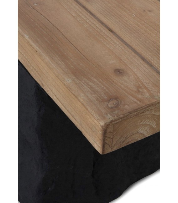 BANCO PARA 3 PERSONAS MADERA ABETO POLI RESINA NEGRA MDM HOGAR