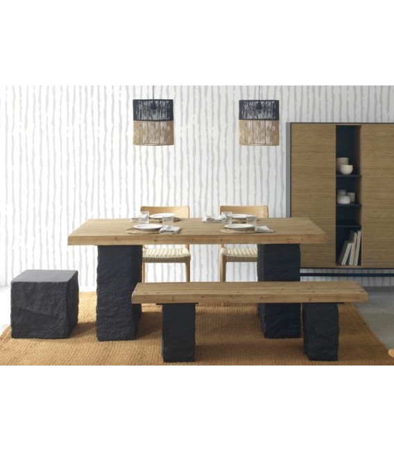 BANCO PARA 3 PERSONAS MADERA ABETO POLI RESINA NEGRA MDM HOGAR