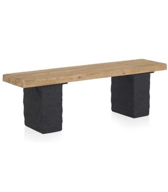 BANCO PARA 3 PERSONAS MADERA ABETO POLI RESINA NEGRA MDM HOGAR