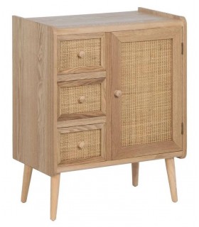 TAQUILLON MUEBLE DE ENTRADA EN MADERA Y RATAN NATURAL