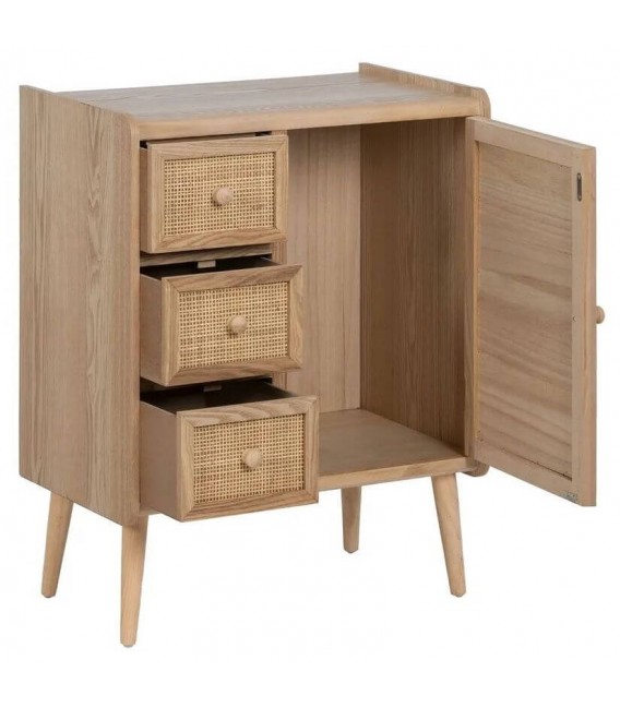 TAQUILLON MUEBLE DE ENTRADA EN MADERA Y RATAN NATURAL