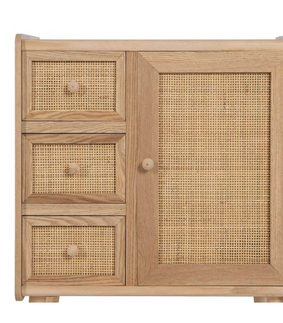 TAQUILLON MUEBLE DE ENTRADA EN MADERA Y RATAN NATURAL