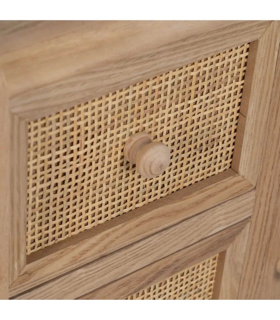 TAQUILLON MUEBLE DE ENTRADA EN MADERA Y RATAN NATURAL