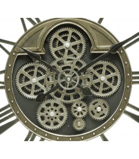 RELOJ DE PARED SILENCIOSO ENGRANAJES POLICARBONATO Y CRISTAL DORADO