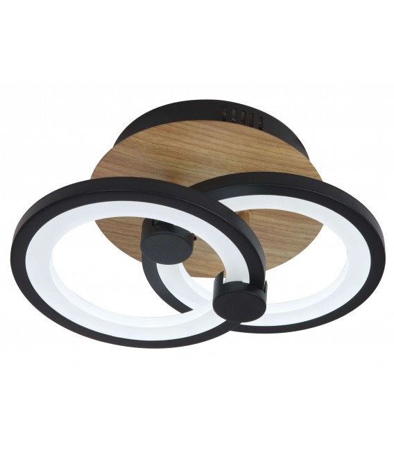 PLAFON LED INTEGRADO METAL Y POLICARBONATO MADERA Y NEGRO