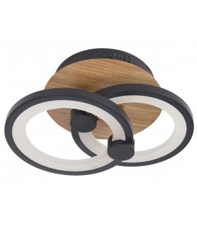 PLAFON LED INTEGRADO METAL Y POLICARBONATO MADERA Y NEGRO