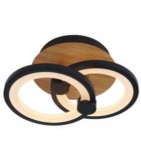 PLAFON LED INTEGRADO METAL Y POLICARBONATO MADERA Y NEGRO