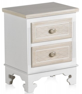 MESITA DE NOCHE MADERA BLANCA Y NATURAL MDMHOGAR