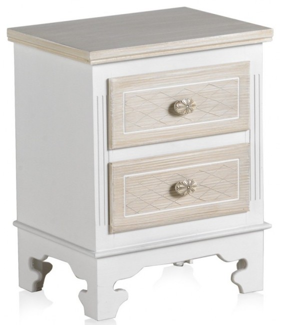 MESITA DE NOCHE MADERA BLANCA Y NATURAL MDMHOGAR