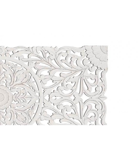 CABECERO MATRIMONIO PARA COLGAR MADERA TALLADA BLANCO ROZADO