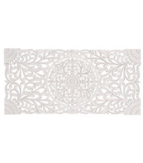 CABECERO MATRIMONIO PARA COLGAR MADERA TALLADA BLANCO ROZADO