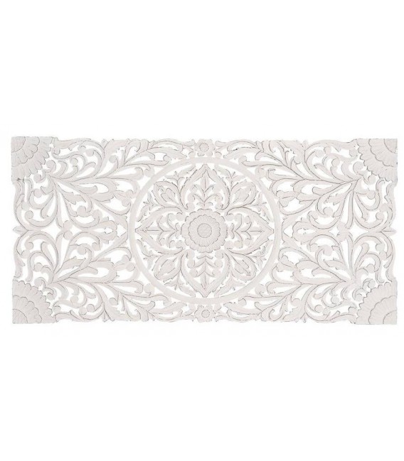 CABECERO MATRIMONIO PARA COLGAR MADERA TALLADA BLANCO ROZADO