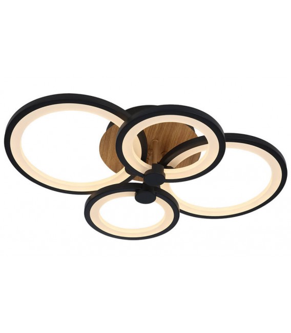 PLAFON LED INTEGRADO MANDO METAL Y POLICARBONATO MADERA Y NEGRO