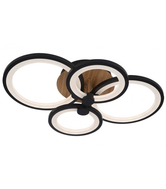 PLAFON LED INTEGRADO MANDO METAL Y POLICARBONATO MADERA Y NEGRO