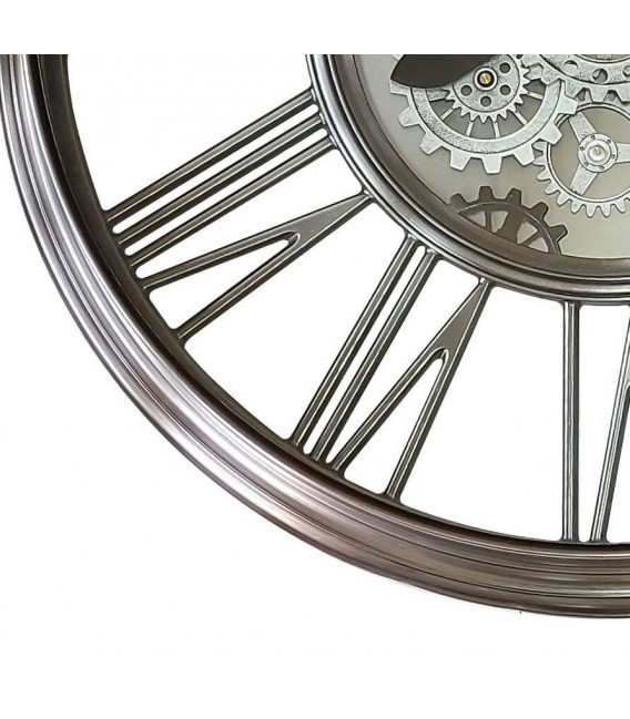 RELOJ DE PARED MUY GRANDE METAL Y CRISTAL CROMADO CLASICO