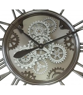 RELOJ DE PARED MUY GRANDE METAL Y CRISTAL CROMADO CLASICO