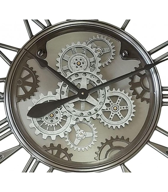 RELOJ DE PARED MUY GRANDE METAL Y CRISTAL CROMADO CLASICO