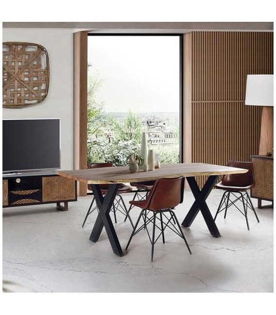 MESA DE COMEDOR MADERA DE ACACIA Y METAL MDMHOGAR