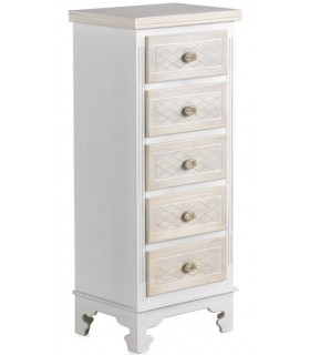 SINFONIER 5 CAJONES ESTRECHO MADERA BLANCA Y NATURAL