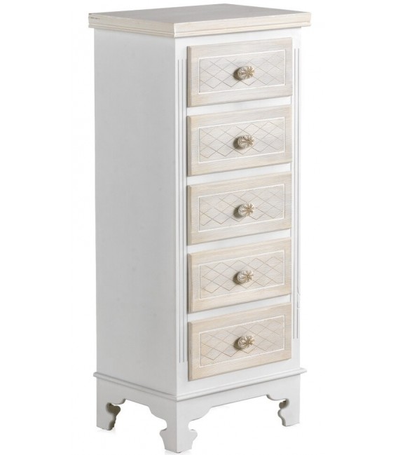 SINFONIER 5 CAJONES ESTRECHO MADERA BLANCA Y NATURAL