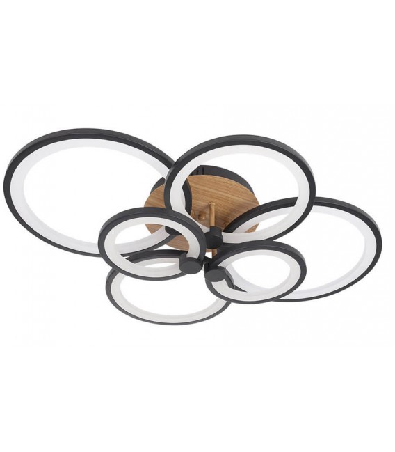 PLAFON LED INTEGRADO METAL Y POLICARBONATO MADERA Y NEGRO