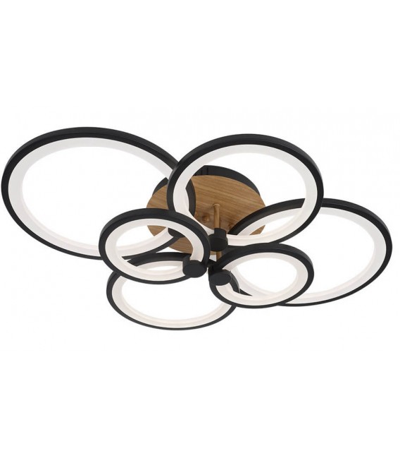 PLAFON LED INTEGRADO METAL Y POLICARBONATO MADERA Y NEGRO